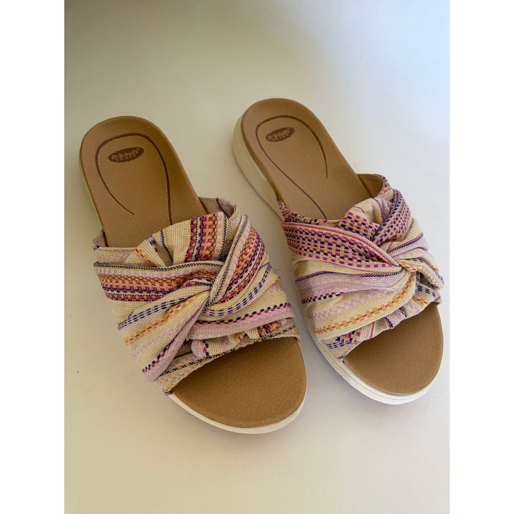 Dr. Scholls Womens Willow Fabric Woven Open Toe Sandals Slides 8.5 Boho Beach